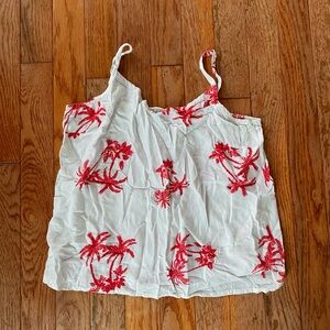 red and white palm tree flowy preppy tank top